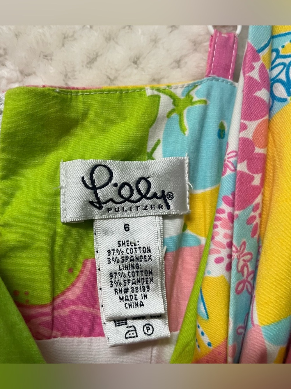 Lilly Pulitzer Vintage Patchwork Dress Colorful Floral Cotton Blend Beach Sz 6 - Picture 3 of 16